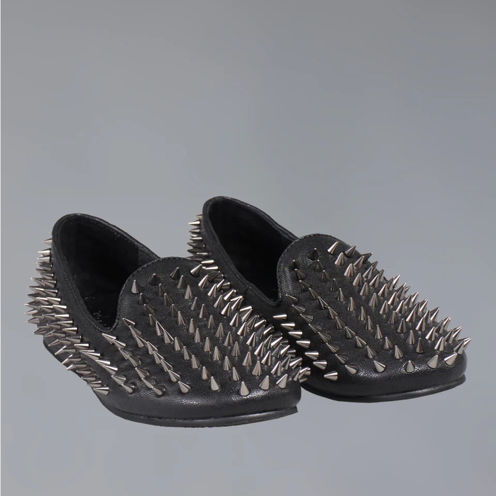 UNIF HELLRAISERS - Black Spiked Leather Loafers
